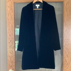 Talbots Classic Black Velvet Duster Coat